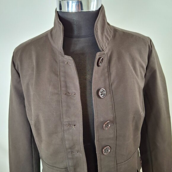 Womens Peplum Utility Jacket Sz 13/14 Brown Smart Cotton - Picture 8 of 16